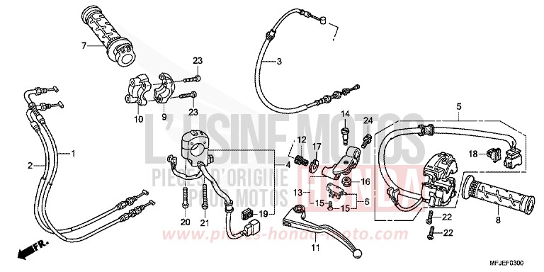 HANDLE LEVER/SWITCH/CABLE for CBR600RR ABS VICTORY RED (R334) from 2012